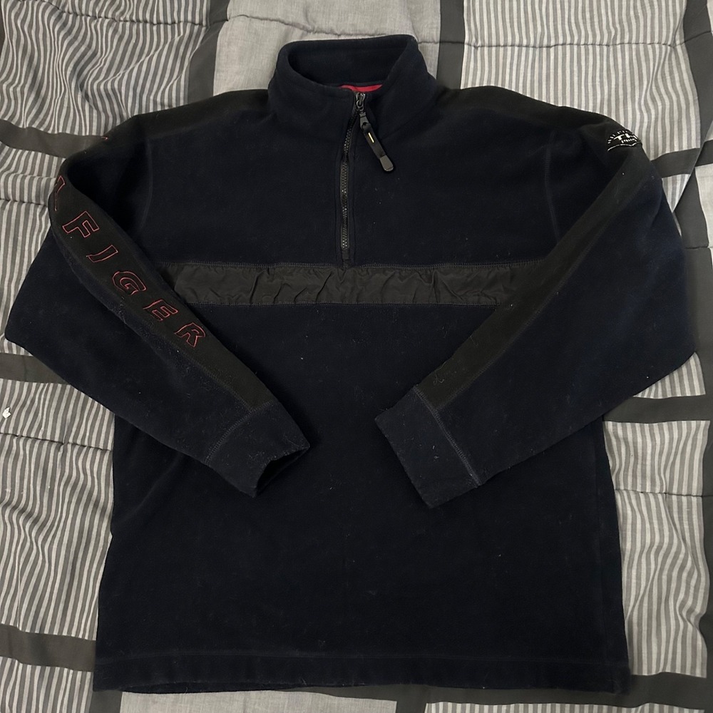 Tommy Hilfiger Half Zip Fleece Jacket Size L Large Blue 110647 Vintage